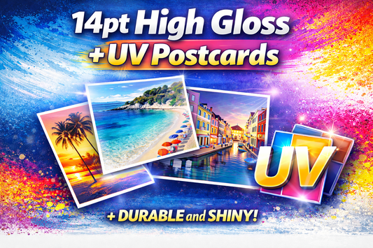 14pt High Gloss + UV Postcards